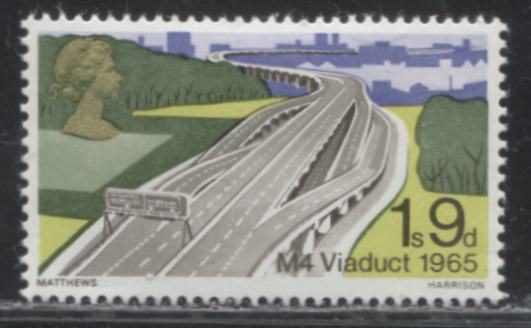 Great Britain SG#766var 1/9d Multicoloured, 1968 Bridges Issue, A VFOG Example of the Unlisted Missing Left Phosphor Band