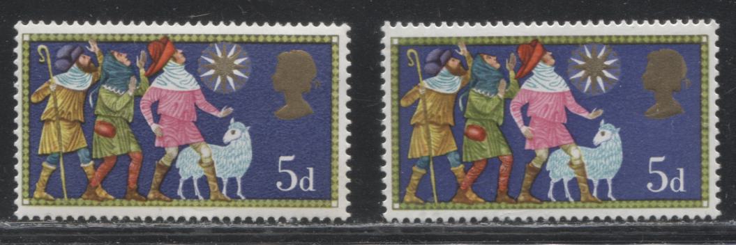 Great Britain SG#813var 5d Multicoloured, 1969 Christmas Issue, A VFNH Example of the Very Weak Phosphor
