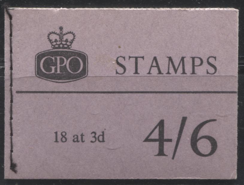 Great Britain SG#L16 4/6d Lavender & Black Cover 1957-1959 Wilding Graphite Issue, A Complete Booklet With Upright Multiple St. Edward's Crown Watermark, Panes of 6, Type C GPO Cypher, June 1959