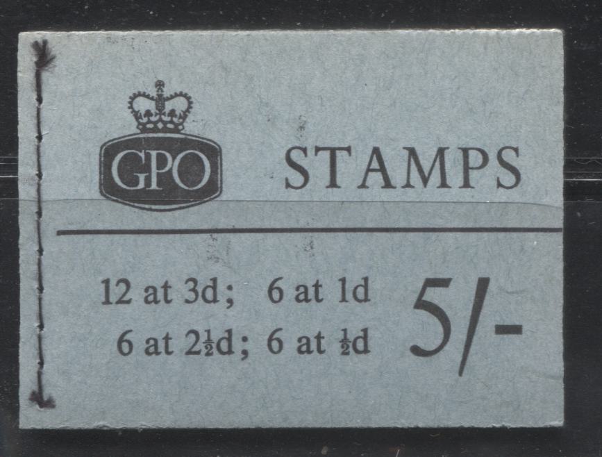 Great Britain SG#H39g 5/- Light Grey Blue & Black Cover 1959 Wilding Graphite Issue, A Complete Booklet With Mixed Upright and Inverted Multiple St. Edward's Crown Watermark, Panes of 6, Type C GPO Cypher, July 1959