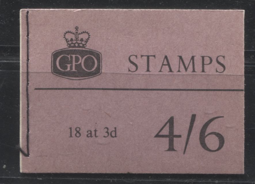 Great Britain SG#L9 4/6d Lavender & Black Cover 1959-1967 Wilding Issue, A Complete Booklet With Mixed Upright and Inverted Multiple St. Edward's Crown Watermark, Panes of 6, Type C GPO Cypher, February 1959