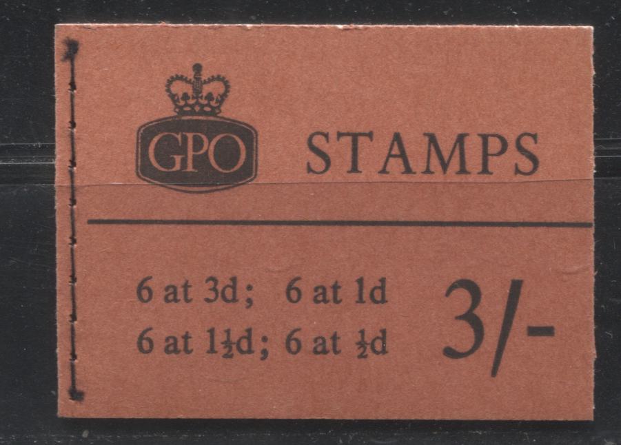 Great Britain SG#M16 3/- Brick Red & Black Cover 1959-1967 Wilding Issue, A Complete Booklet With Mixed Inverted and Upright Multiple St. Edward's Crown Watermark, Panes of 6, Type C GPO Cypher, November 1959