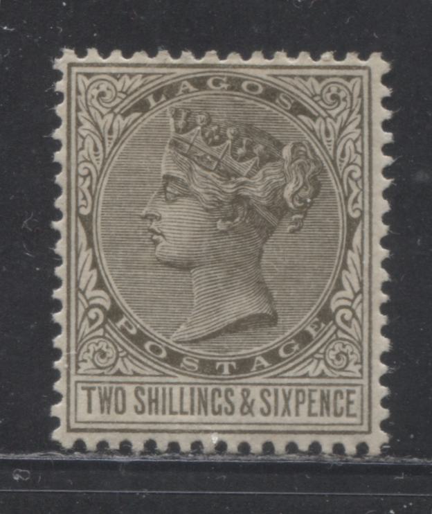 Lagos SG#27 2/6d Olive Black, Queen Victoria, 1886 Crown CA Keyplate Issue, a VFOG Mint Example, Rare! Only 900 Issued!
