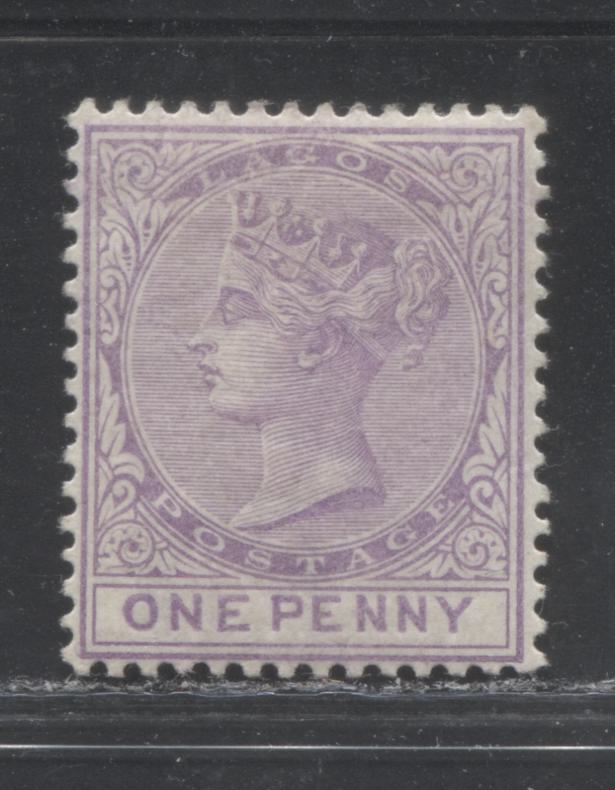 Lot 226 Lagos SG#10 (SC#7) 1d Milky Lilac, Queen Victoria, 1876-1880 Comb Perf. 14 Crown CC Watermarked Issue, 4th Printing, A VF Mint OG Example, 2022 Scott Classic Cat. $50 USD For The Most Common Printing