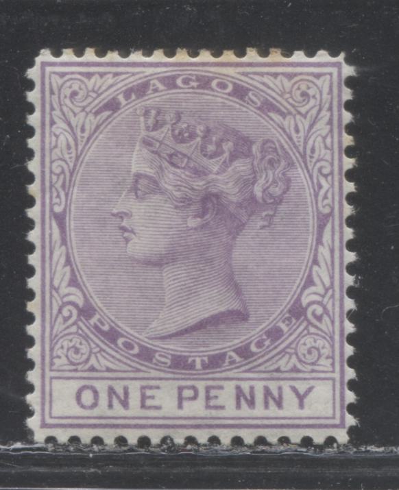 Lot 223 Lagos SG#10 (Sc#7) 1d Bluish Lilac, Queen Victoria, 1876-1880 Line Perf. 14 Crown CC Watermarked Issue, 1st Printing, A VF Mint OG Example, 2022 Scott Classic Cat. $50 USD For The Most Common Printing