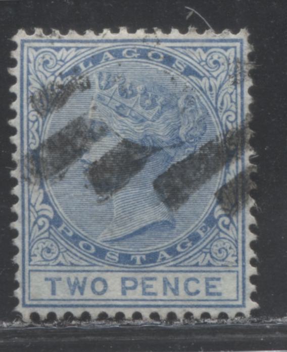 Lot 230 Lagos SG#11 (SC#8) 2d Blue, Queen Victoria, 1876-1880 Line Perf. 14 Crown CC Watermarked Issue, 3rd Printing, A VF Used Example, 2022 Scott Classic Cat. $15 USD For The Most Common Printing