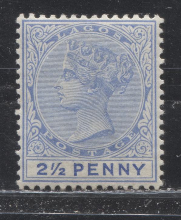 Lot 282 Lagos SG#31a (SC#19b) 2.5d Bright Blue & Royal Blue, Queen Victoria, 1887-1902 Bicoloured Crown CA Watermarked Issue, Type 2, 17th Printing, A Fine Mint LH Example, 2022 Scott Classic Cat. $25 USD