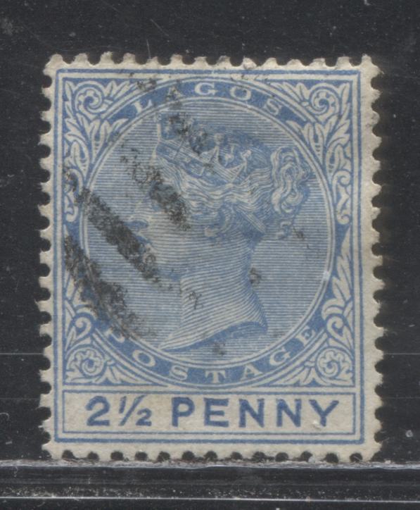 Lot 283 Lagos SG#31b (SC#19a) 2.5d Blue, Queen Victoria, 1887-1902 Bicoloured Crown CA Watermarked Issue, Unlisted Type 2, 2nd Printing, A Fine Used Example, 2022 Scott Classic Cat. $57.50 USD