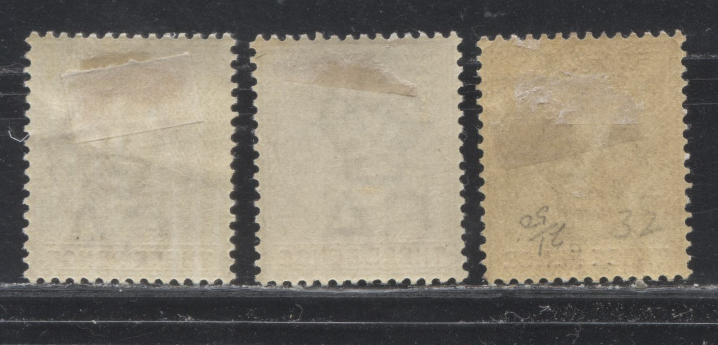 Lot 286 Lagos SG#32 (SC#21) 3d Dull Purple & Chestnut, 3d Dull Mauve & Lake Brown and 3d Reddish Lilac & Lake Brown, Queen Victoria, 1887-1902 Bicoloured Crown CA Watermarked Issue, 20th, 22nd and 29th Printings, Three Very Fine Mint OG Examples