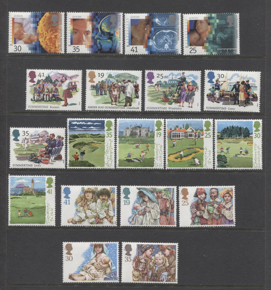 Lot 51 Great Britain SC#1567-1585 1994 Golf Courses - Christmas Issues, 4 VFNH Sets On DF Or NF Papers, Mostly Untagged. 2006 Scott Cat $15.80 USD, Click on Listing to See ALL Pictures