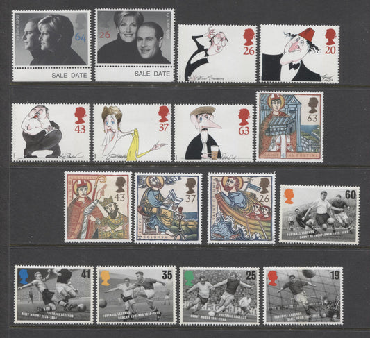 Lot 56 Great Britain SC#1663-1667, 1730-1733, 1809-1813, 1887-1888, 1996-1999 Soccer, St. Augustine & Comedians Issues, 3 Tagged VFNH Sets On DF Papers. 2006 Scott Cat $23.60 USD, Click on Listing to See ALL Pictures