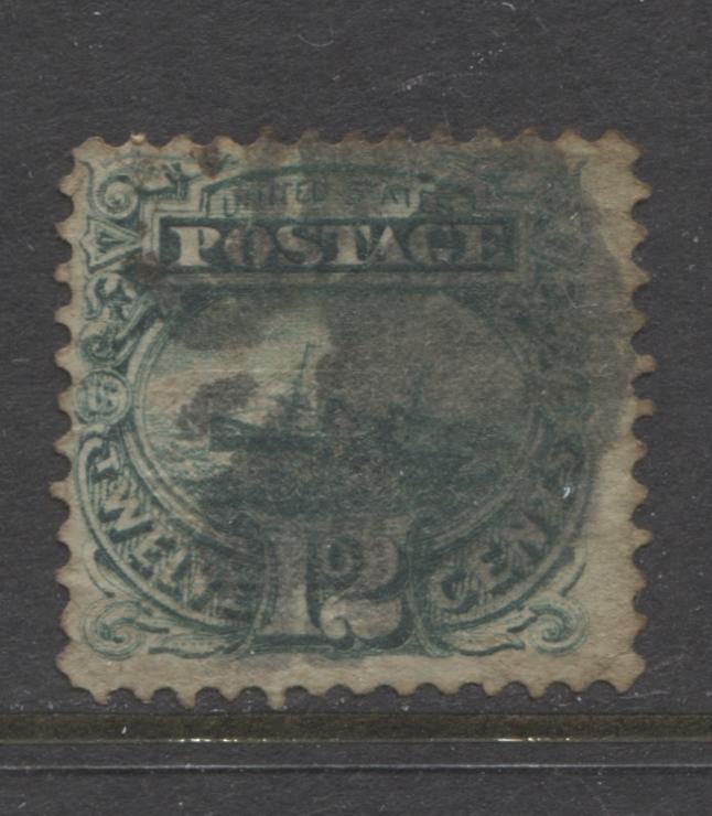 Lot 73 United States SC#117, 1869 Pictorial Issue, A Fair Used Example Of The 12c Green. 2022 Scott Classic Cat. $130, Est. $10, Click on Listing to See ALL Pictures