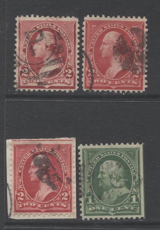 Lot 84 United States SC#220, 279F, 1890-1898 Small Banknote Issue, 4 Very Fine Used Examples, Type 4, Watermarked. 2022 Scott Classic Catalogue $12.20 USD, Click on Listing to See ALL Pictures