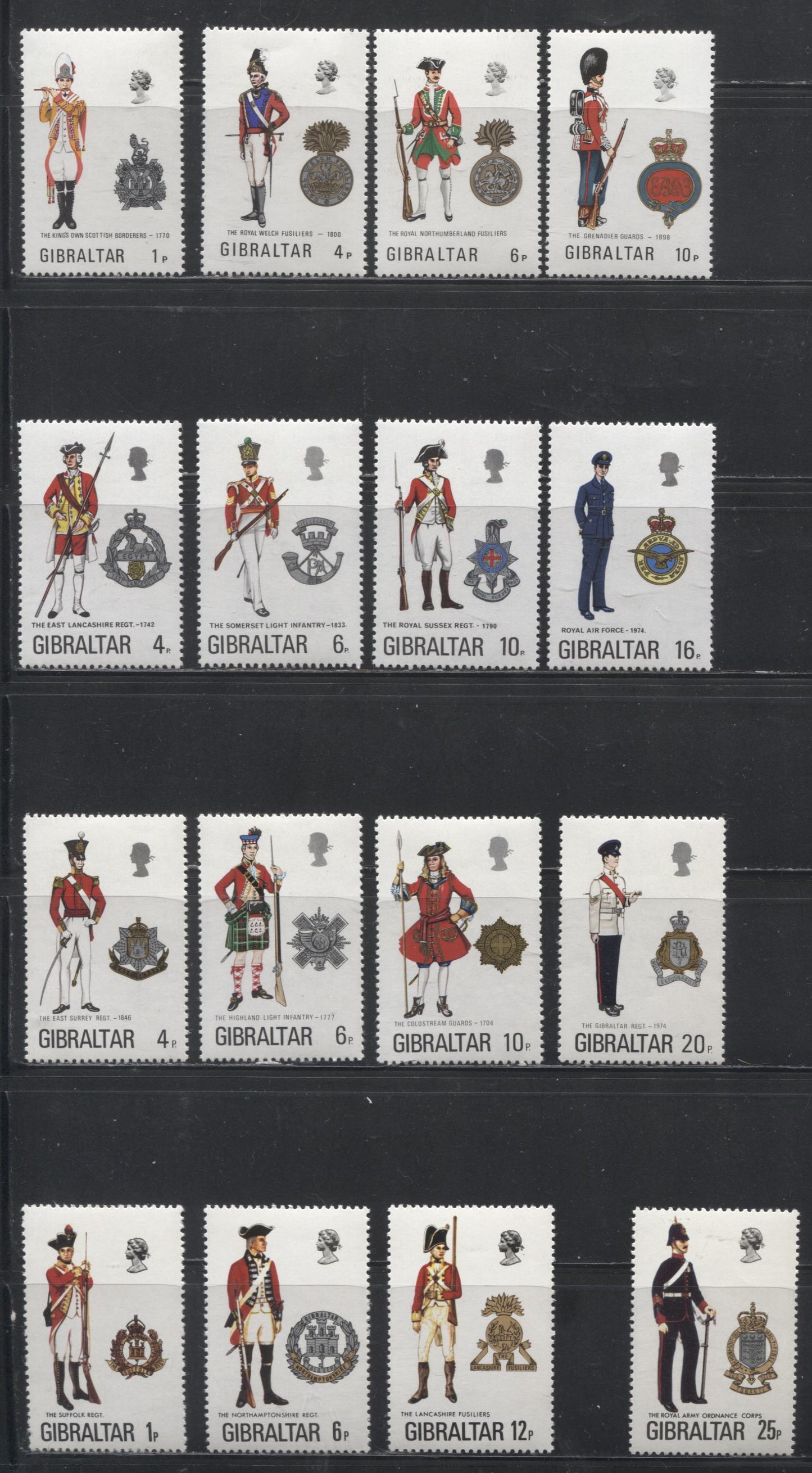 Lot 9 Gibraltar SC #233/333, J4-J6 1970-1975 Group of 11 Sets, All VFNH