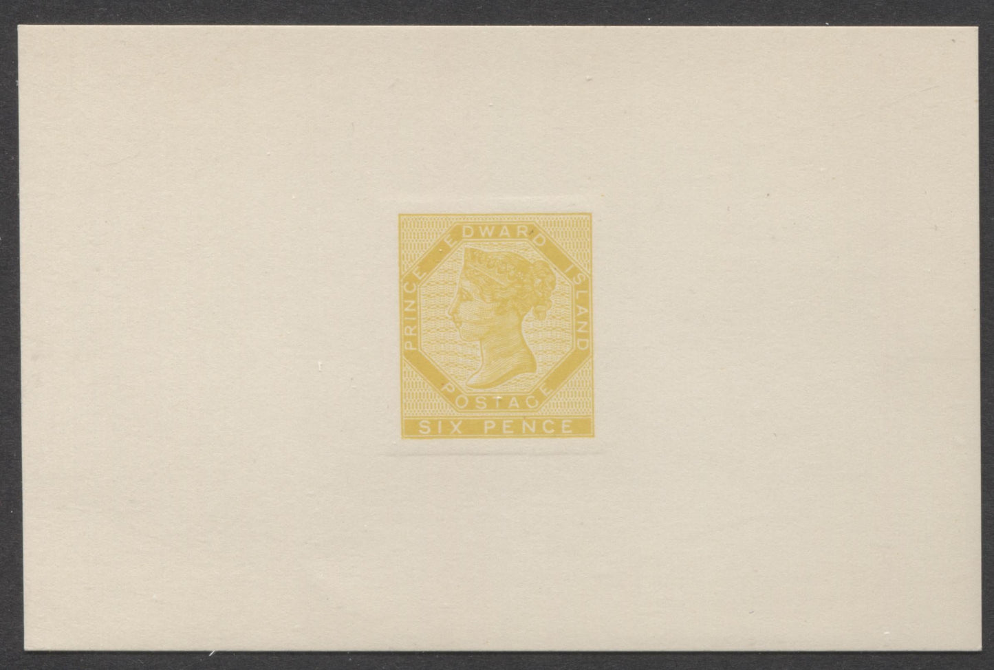 Lot 100 PEI #7R 6d Yellow Queen Victoria, 1944 Red Cross Reprint, A Very Fine Die Proof