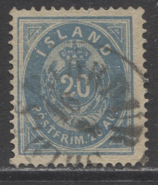 Lot 10 Iceland SC#17 20a Blue 1882 Numeral and Crown Definitives, A Fine Used Example, Click on Listing to See ALL Pictures