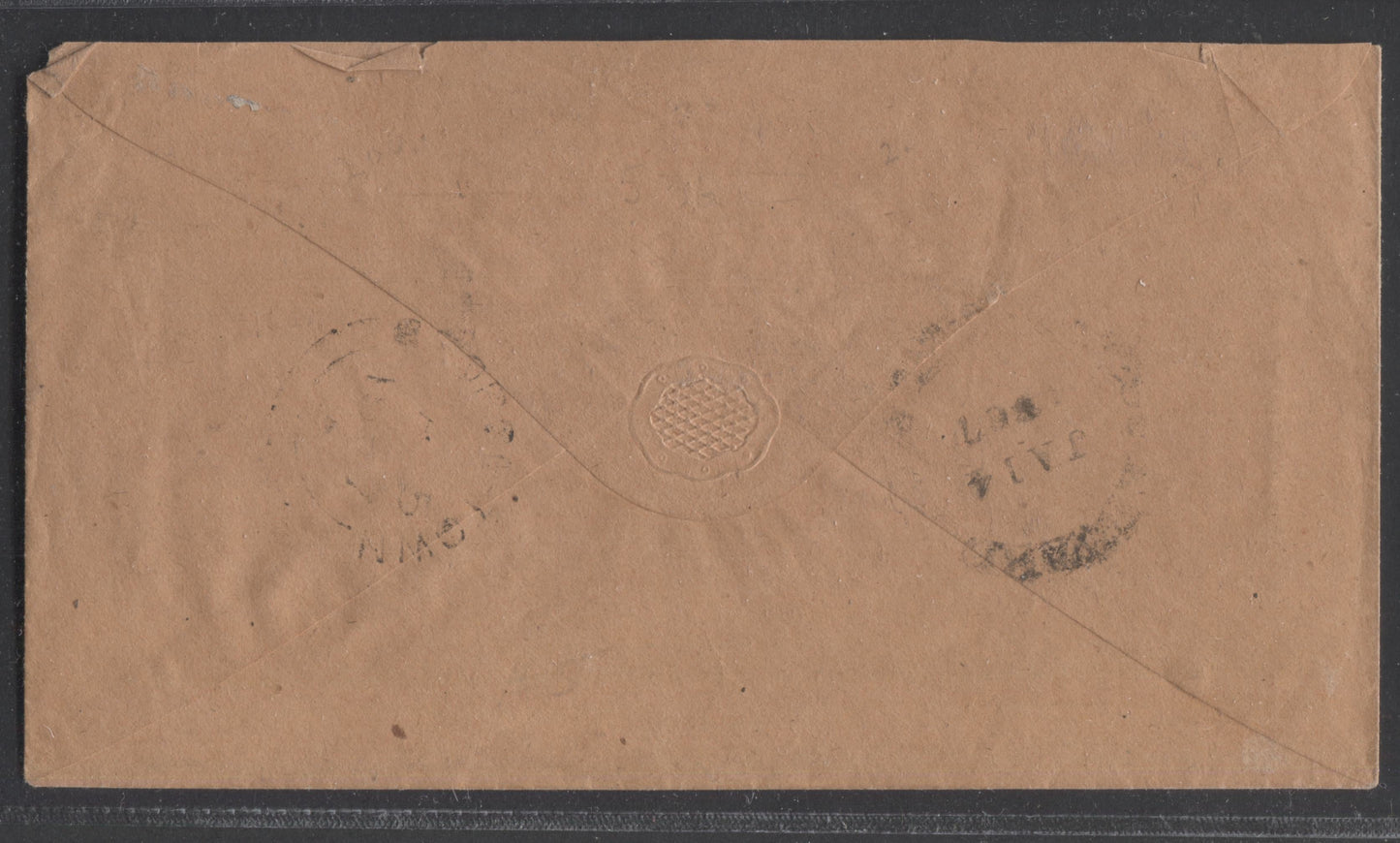 Lot 10 Prince Edward Island #5a 2d Rose on Yellowish Paper, Perf. 11.75 Die 1 Single Usage on January 1867 Cover to William Sanderson, Merchant