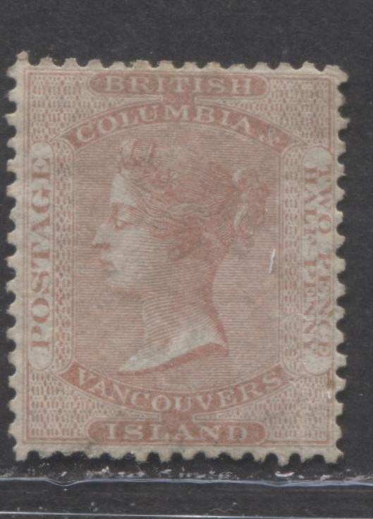 Lot 1 British Columbia #2a 2.5d Pale Dull Rose Queen Victoria, 1860 Pence Issue, A Very Fine Unused Single