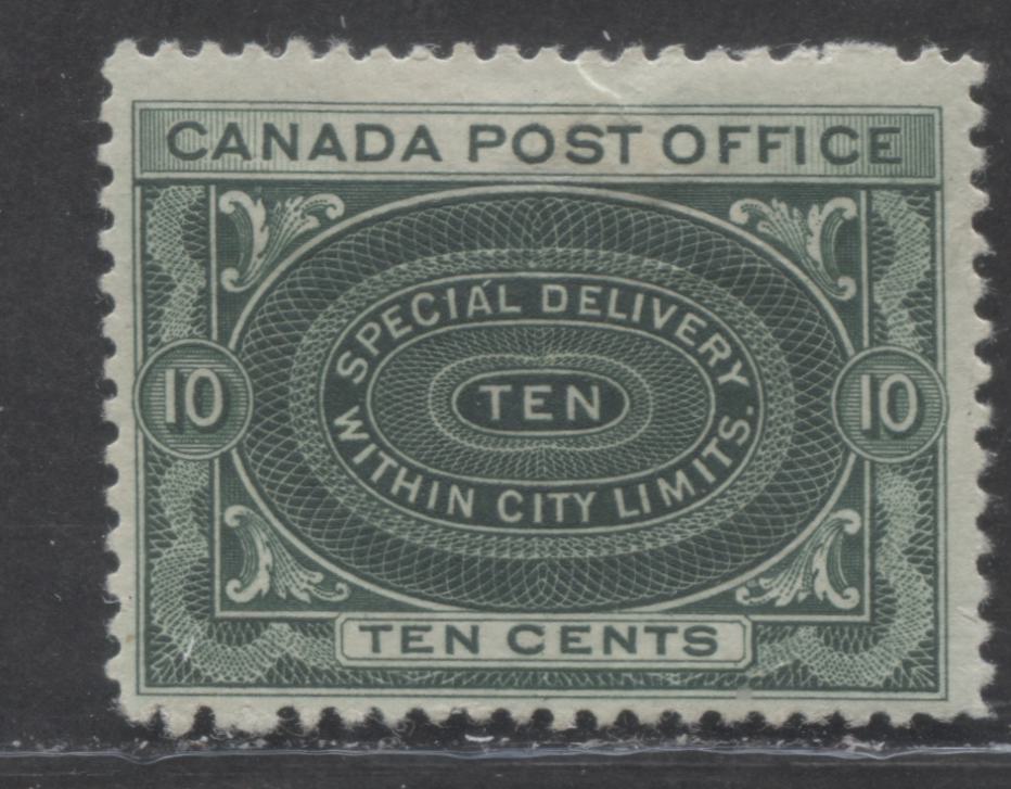 Lot 101 Canada #E1a 10c  Dark Green Engine Turning, 1898-1920 First Special Delivery Issue, A VGOG Example