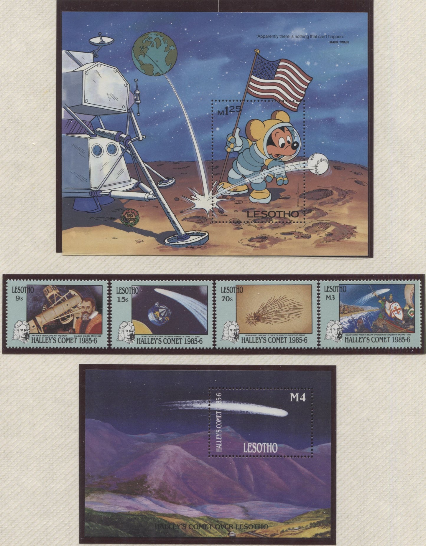 Lot 101 Lesotho SC#510/582 1985-1987 Disney & Haley's Comet Issues, A VFNH Range Of Singles & Souvenir Sheets, 2017 Scott Cat. $34.35 USD, Click on Listing to See ALL Pictures