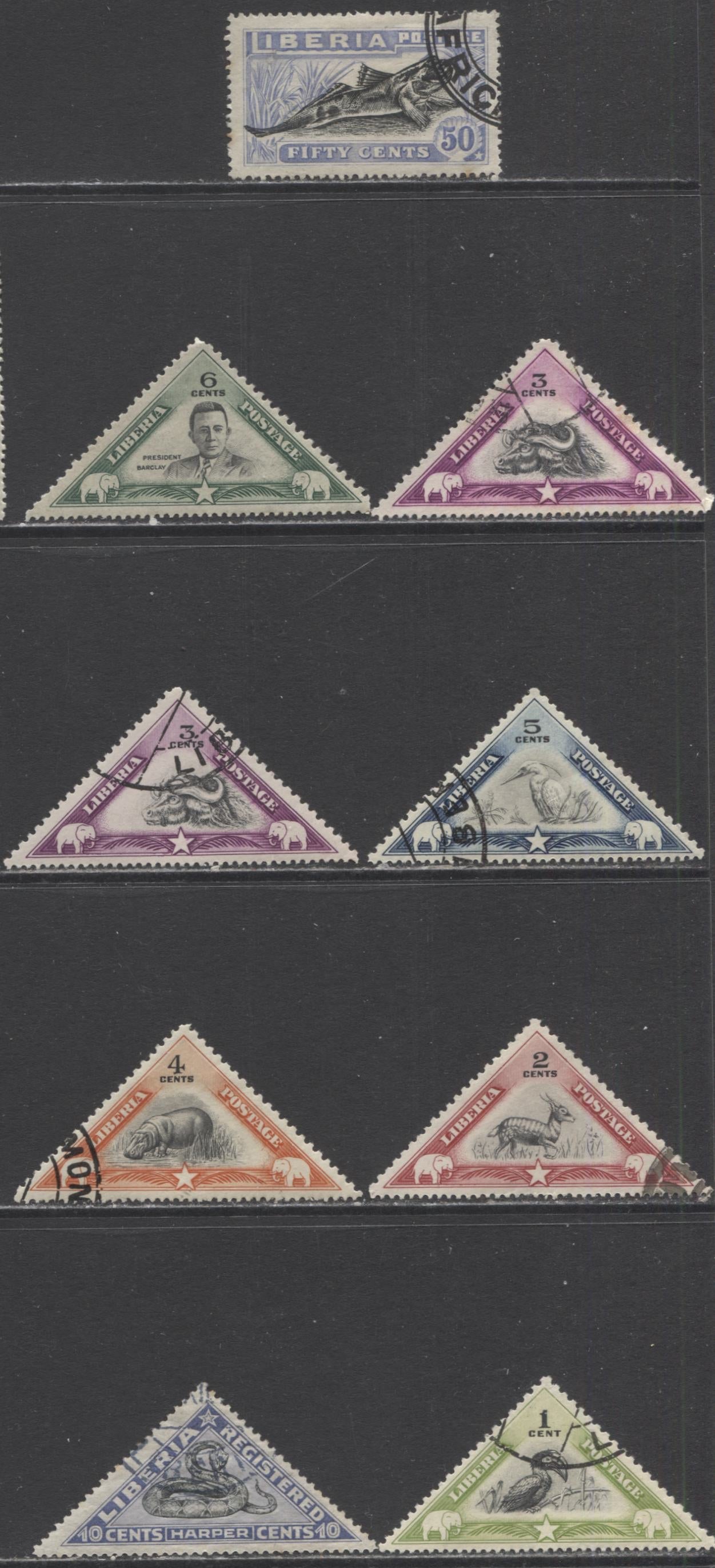 Lot 103 Liberia SC#171/F22 1918-1937 Commemoratives & Registration, A VF Used Range Of Singles, 2017 Scott Cat. $9.95 USD, Click on Listing to See ALL Pictures