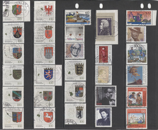 Lot 103 Germany SC#1684/1713 1991-1994 Commemoratives & Definitives, A VF Used Range Of Singles, 2017 Scott Cat. $19 USD, Click on Listing to See ALL Pictures