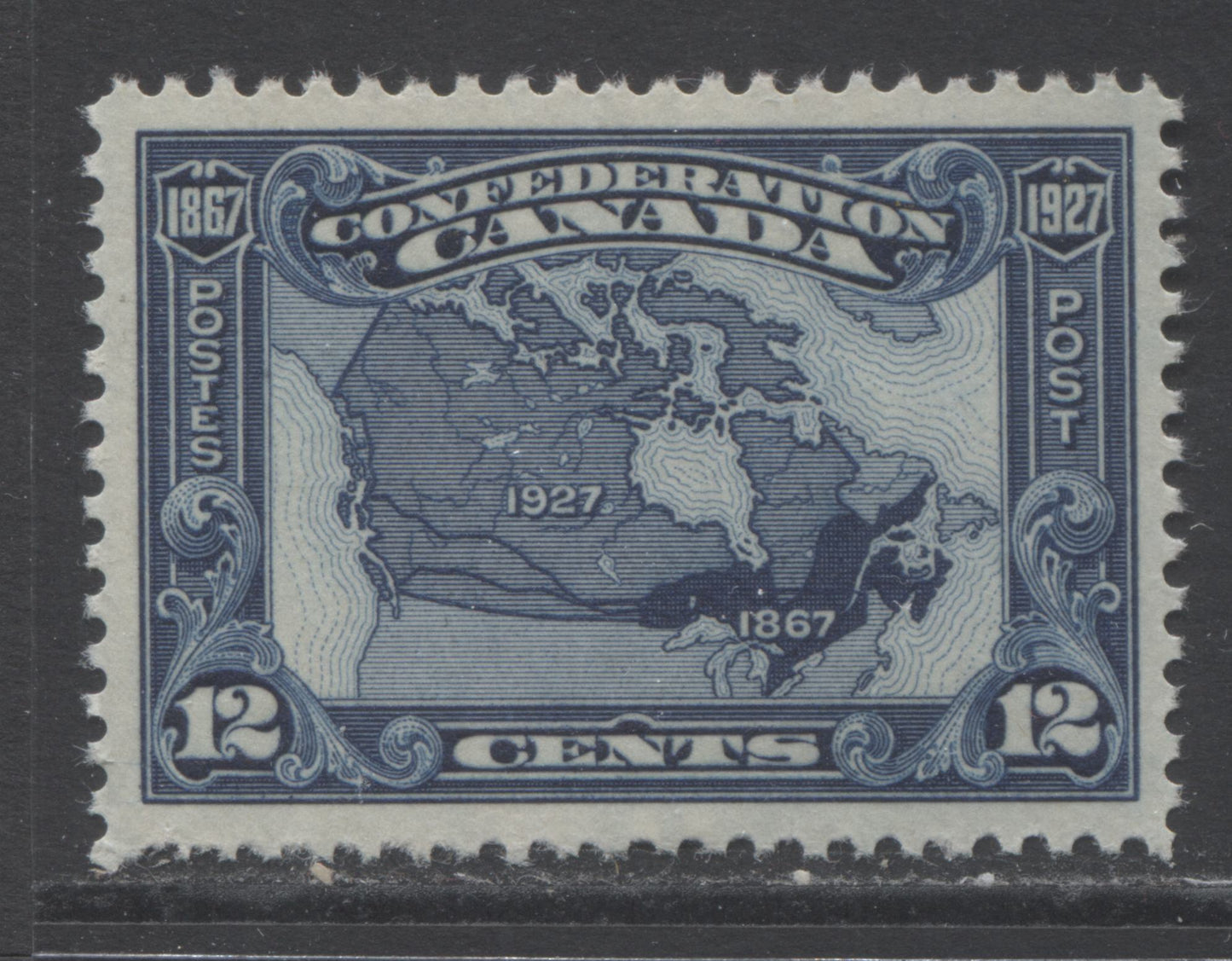 Lot 104 Canada #145 12c Dark Blue Map Of Canada, 1927 60th Anniversary Of Confederation Issue, A VFNH Single