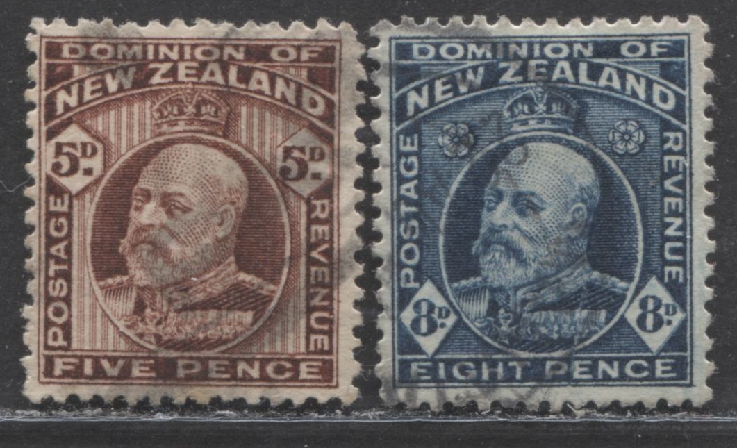 Lot 105 New Zealand SC#136b/138b 1909-1916 King Edward VII Definitive Issue, A F/VF Used Range Of Singles, 2017 Scott Cat. $7.75 USD, Click on Listing to See ALL Pictures