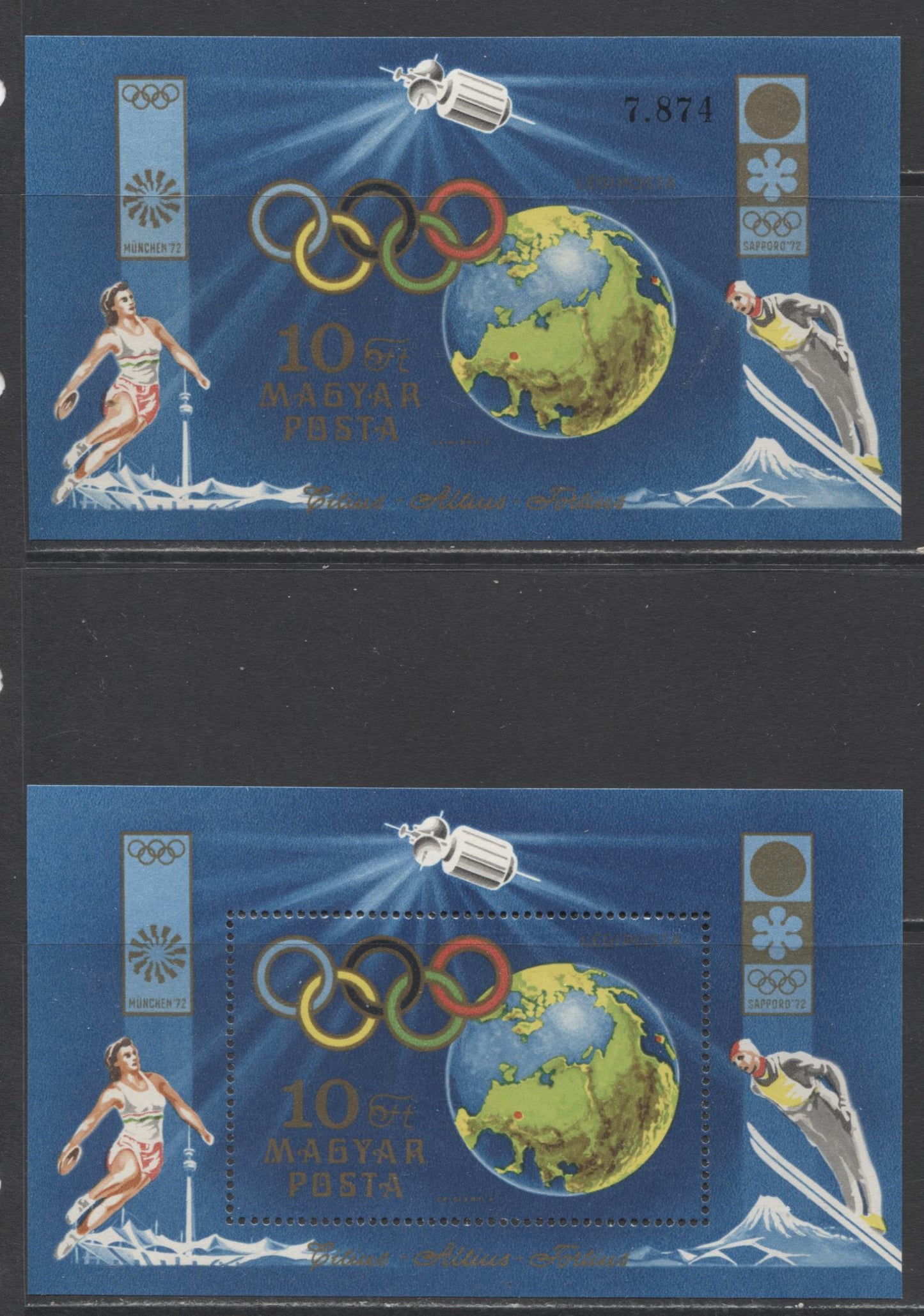 Lot 105 Hungary SC#C324 10ft Multicolored 1972 Olympic Games, Perf and Imperf Souvenir Sheet, A VFNH Example, Click on Listing to See ALL Pictures