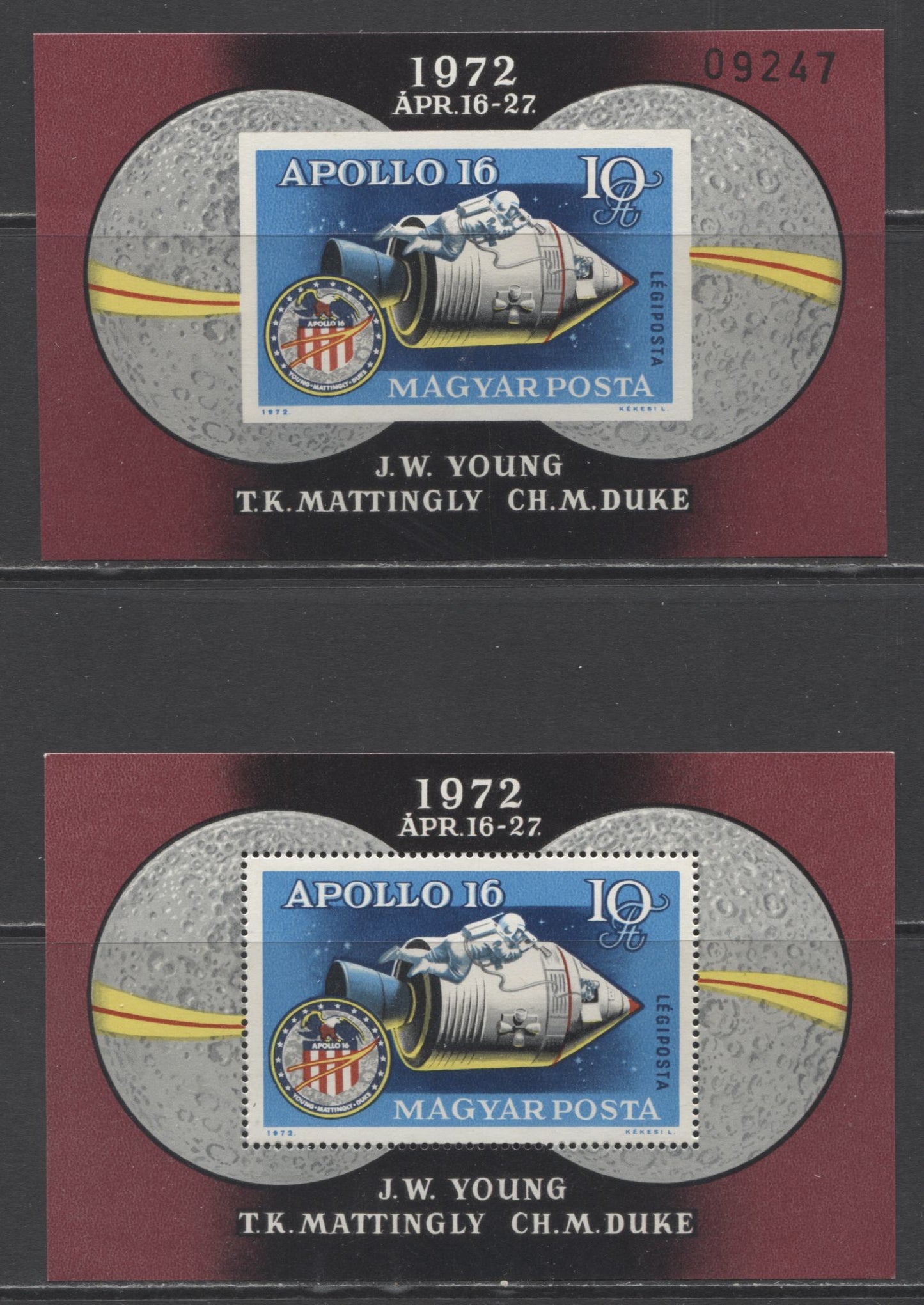 Lot 106 Hungary SC#C326 10ft Multicolored 1972 Apollo 16 Issue, Perf and Imperf Souvenir Sheet, A VFNH Example, Click on Listing to See ALL Pictures