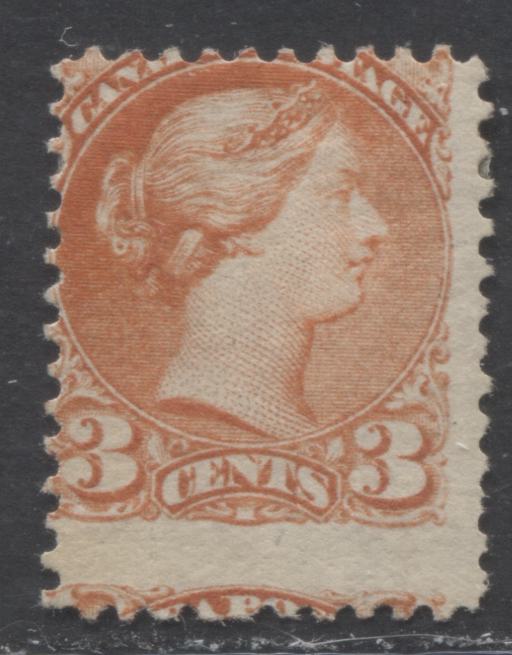 Lot 106 Canada #37 3c Orange Red Queen Victoria, 1870-1897 Small Queen Issue, A Good OG Example Montreal, 12, Stout Horizontal Wove