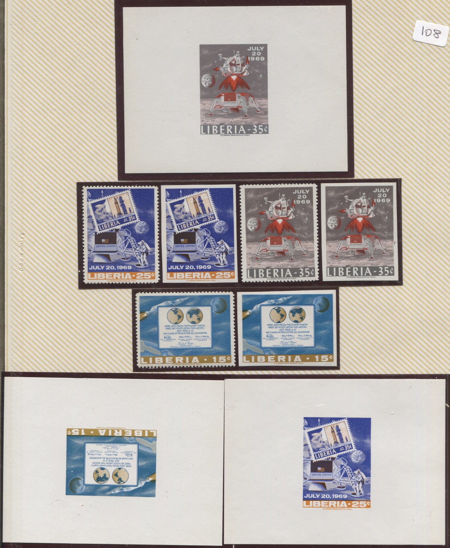 Lot 108 Liberia SC#499-501 1969 Apollo 11 Moon Landing, A VFNH Range Of Perf & Imperf Singles & Unlisted Imperforate Souvenir Sheets, 2017 Scott Cat. $22.6 USD, Click on Listing to See ALL Pictures