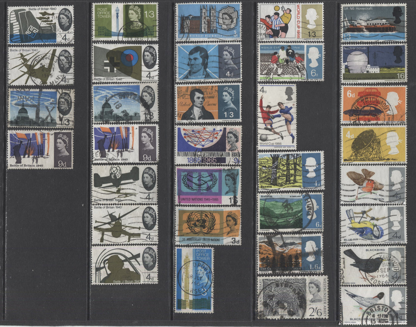 Lot 108 Great Britain SC#430/469 1965-1966 Commemoratives, A F/VF Used Range Of Singles, 2017 Scott Cat. $16.75 USD, Click on Listing to See ALL Pictures