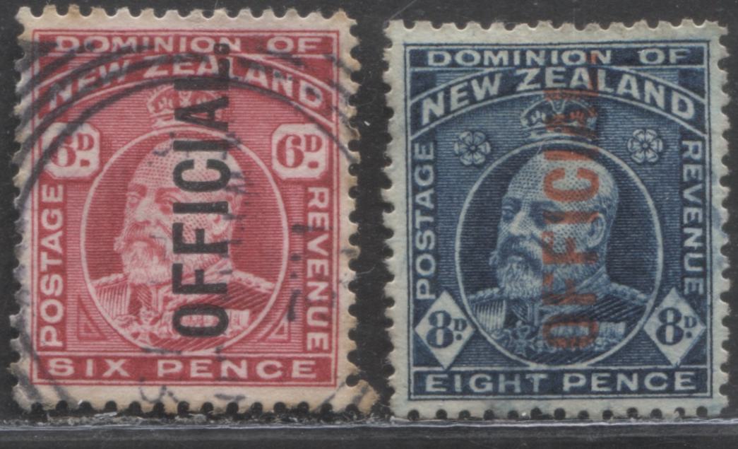 Lot 109 New Zealand SC#O36/O49 1910-1916 King Edward VII Official Issue, A VF Used Range Of Singles, 2017 Scott Cat. $40 USD, Click on Listing to See ALL Pictures