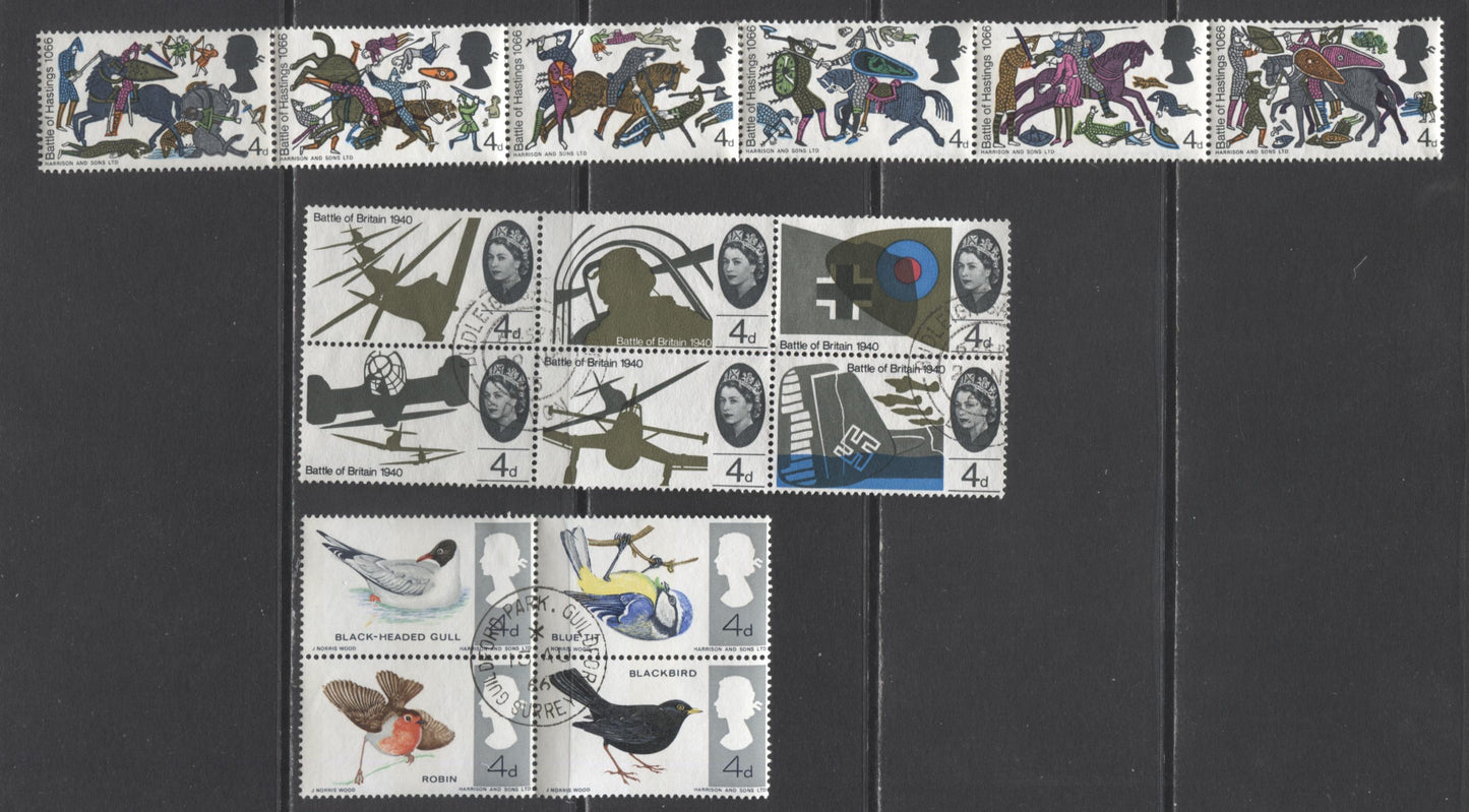 Lot 109 Great Britain SC#99/571 1883-1968 Commemoratives, A F/VF Used and Sone NH Range Of Singles, Strips of 3 & Blocks Of 6, 2017 Scott Cat. $19.15 USD, Click on Listing to See ALL Pictures