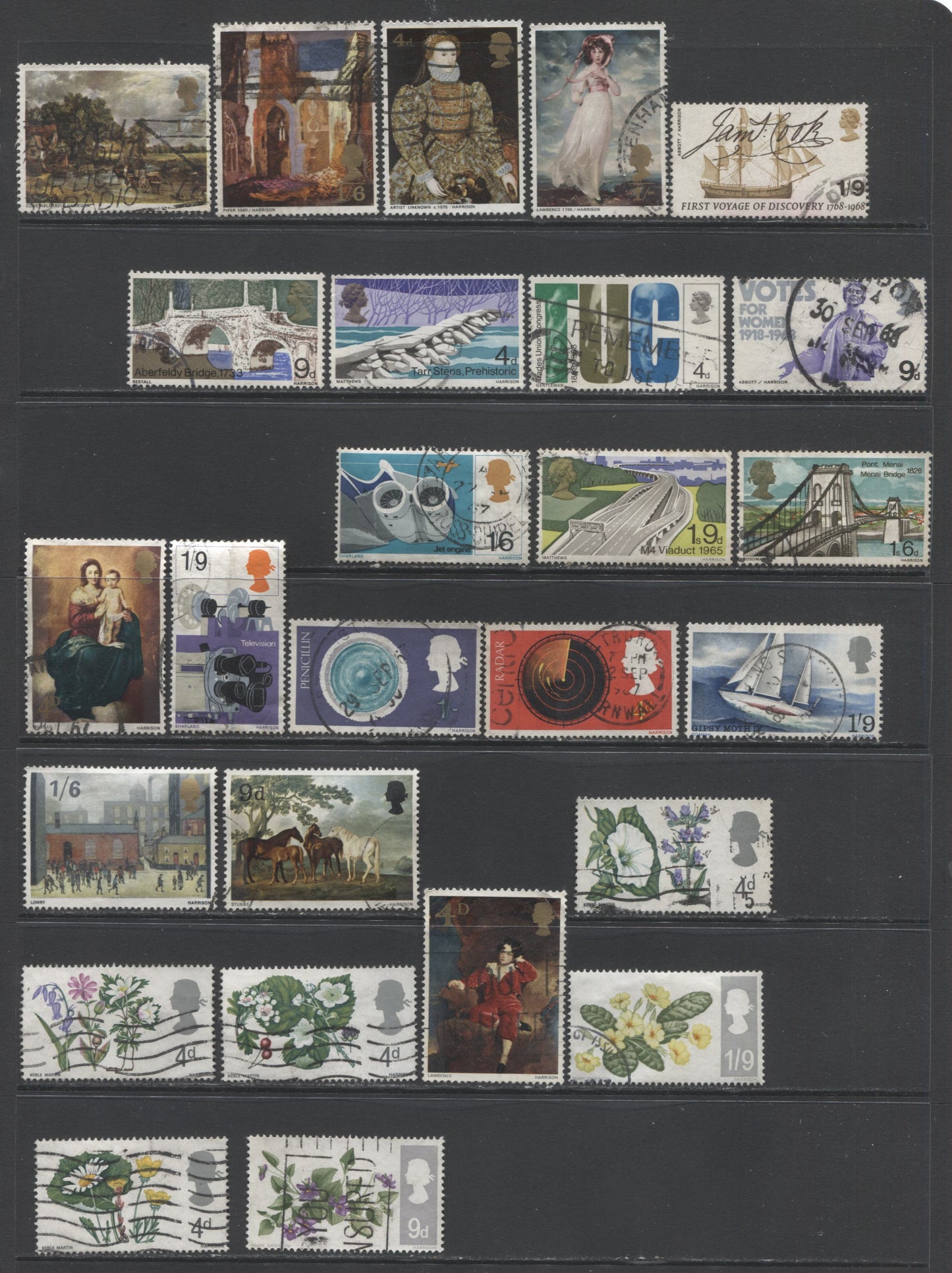 Lot 109 Great Britain SC#99/571 1883-1968 Commemoratives, A F/VF Used and Sone NH Range Of Singles, Strips of 3 & Blocks Of 6, 2017 Scott Cat. $19.15 USD, Click on Listing to See ALL Pictures