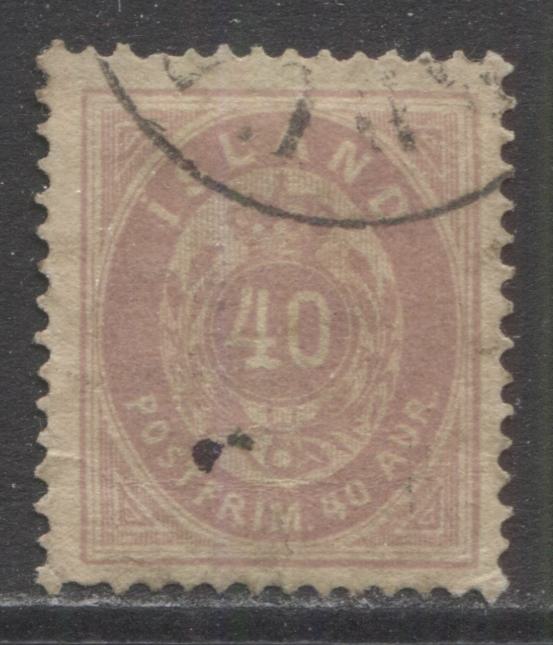 Lot 11 Iceland SC#18 40a Pale Violet 1882 Numeral and Crown Definitives, A Very Good Used Example, Click on Listing to See ALL Pictures