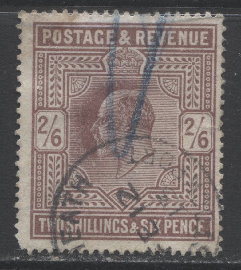 Lot 11 Great Britain SC#139c 2/6 Dull Reddish Purple 1902-1910 King Edward VII Keyplate Definitives, A VG Used Example, Click on Listing to See ALL Pictures