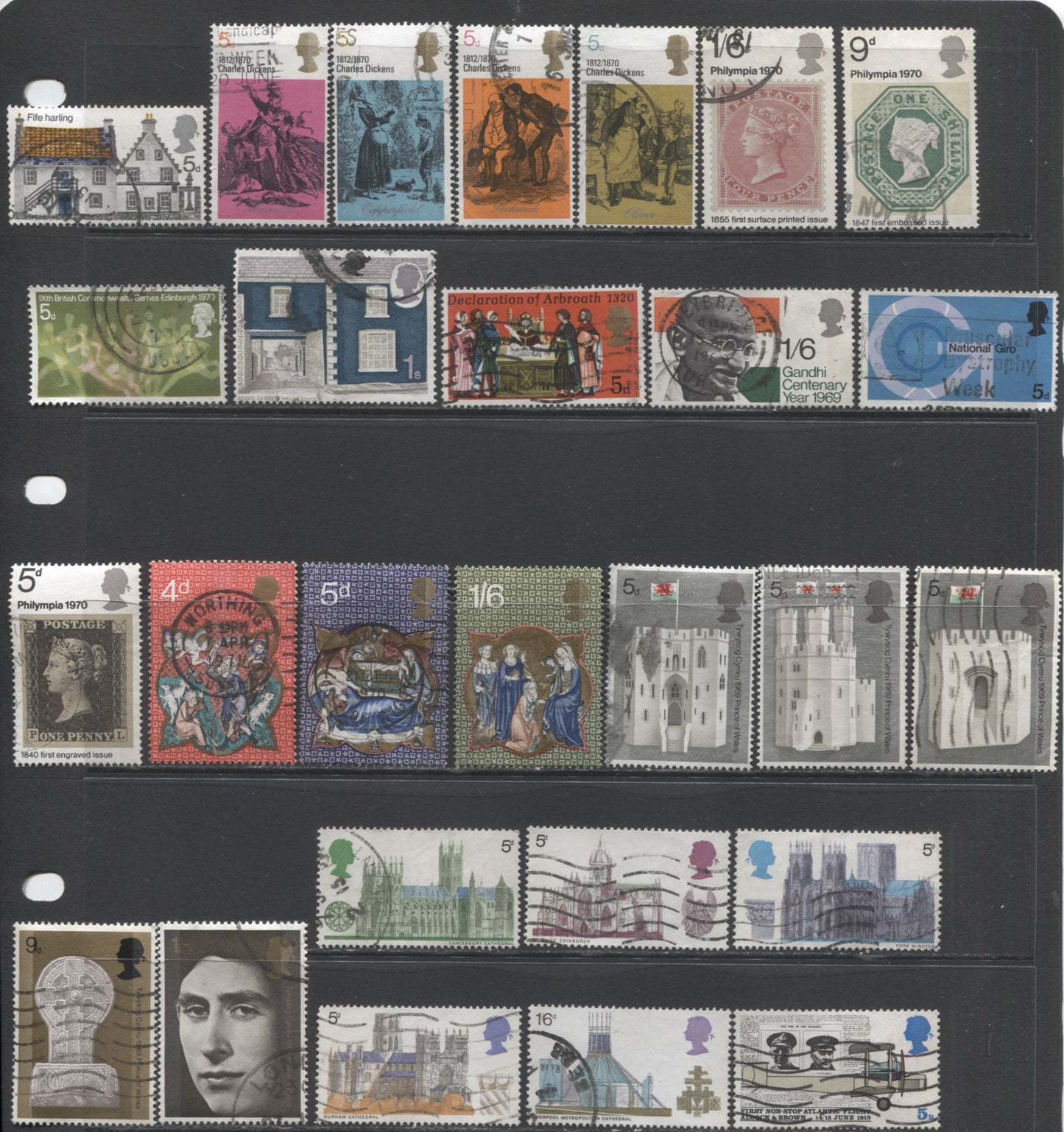 Lot 111 Great Britain SC#575/647 1969-1970 Commemoratives, A F/VF Used Range Of Singles, 2017 Scott Cat. $9.85 USD, Click on Listing to See ALL Pictures