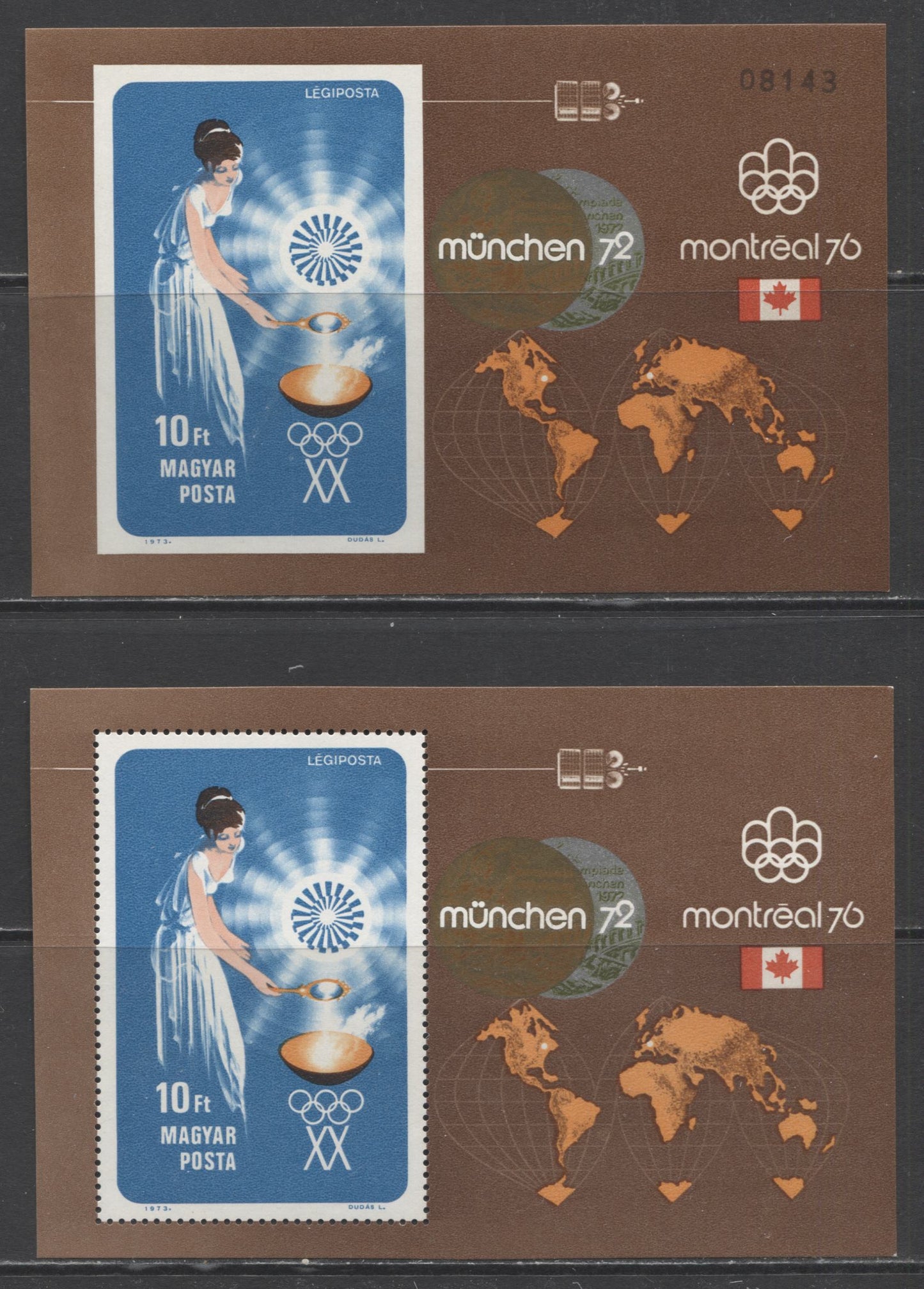 Lot 111 Hungary SC#C325 10ft Blue & Multicolored 1972 Montreal Olympic Games, Perf and Imperf Souvenir Sheet, A VFNH Example, Click on Listing to See ALL Pictures