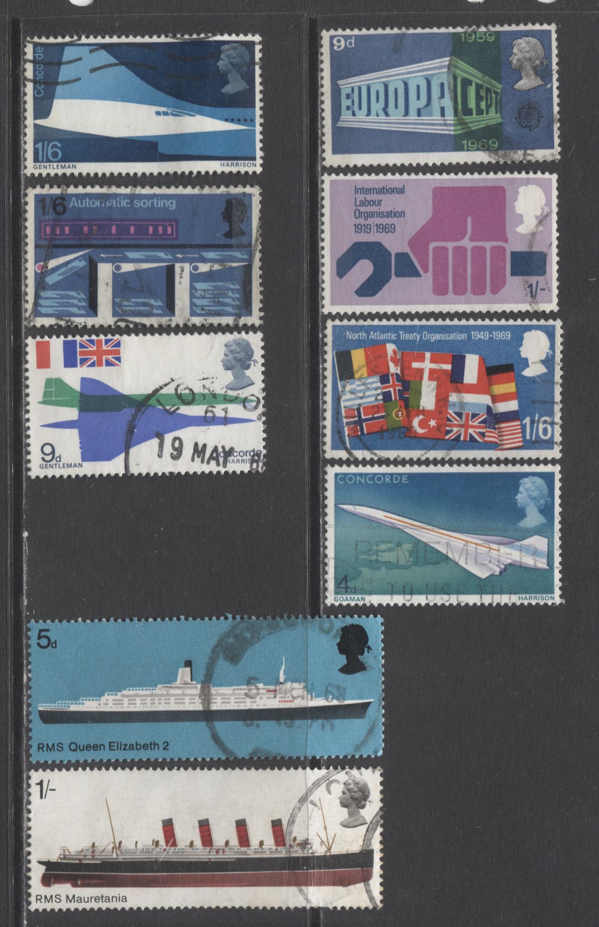 Lot 111 Great Britain SC#575/647 1969-1970 Commemoratives, A F/VF Used Range Of Singles, 2017 Scott Cat. $9.85 USD, Click on Listing to See ALL Pictures