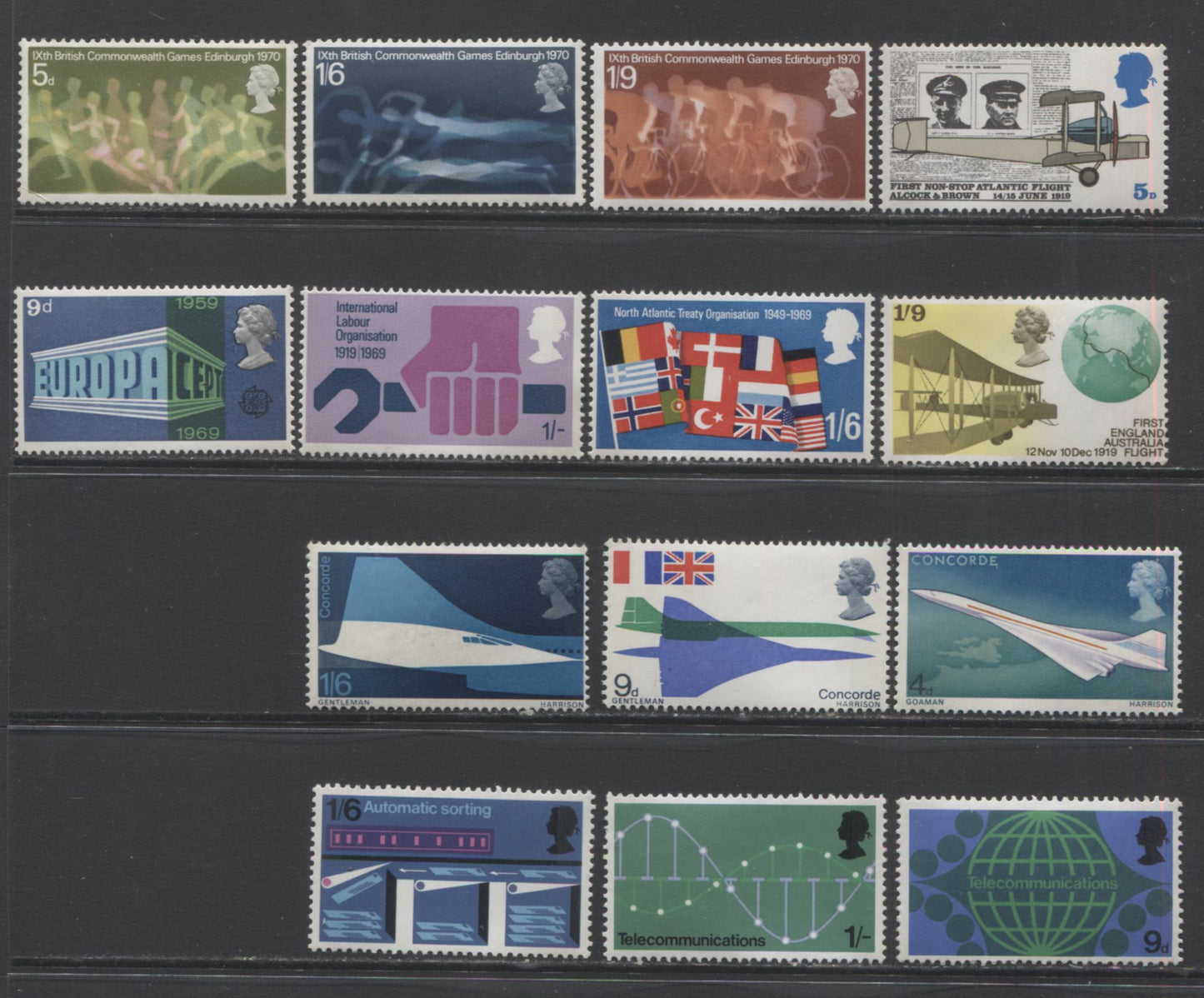 Lot 112 Great Britain SC#575/647 1969-1970 Commemoratives, A VFNH Range Of Singles and Se-Tenant Blocks, 2017 Scott Cat. $19 USD, Click on Listing to See ALL Pictures