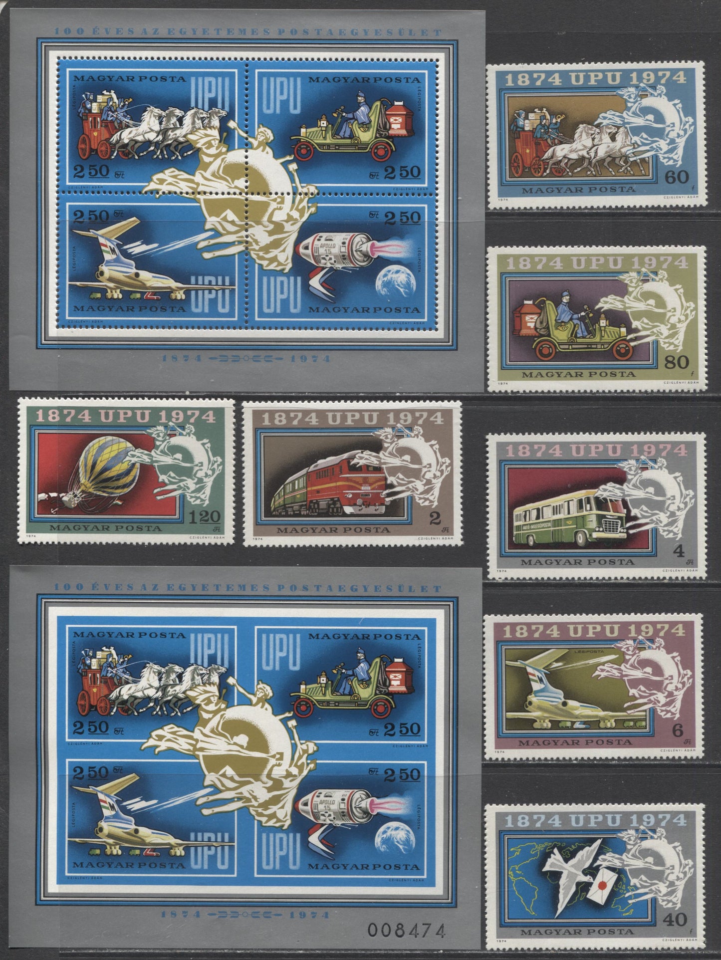 Lot 113 Hungary SC#2280-C350 1974 Commemoratives & Airmail Issues, A VFNH Range Of Singles & Perf/Imperf Souvenir Sheets, 2017 Scott Cat. $41.65 USD, Click on Listing to See ALL Pictures