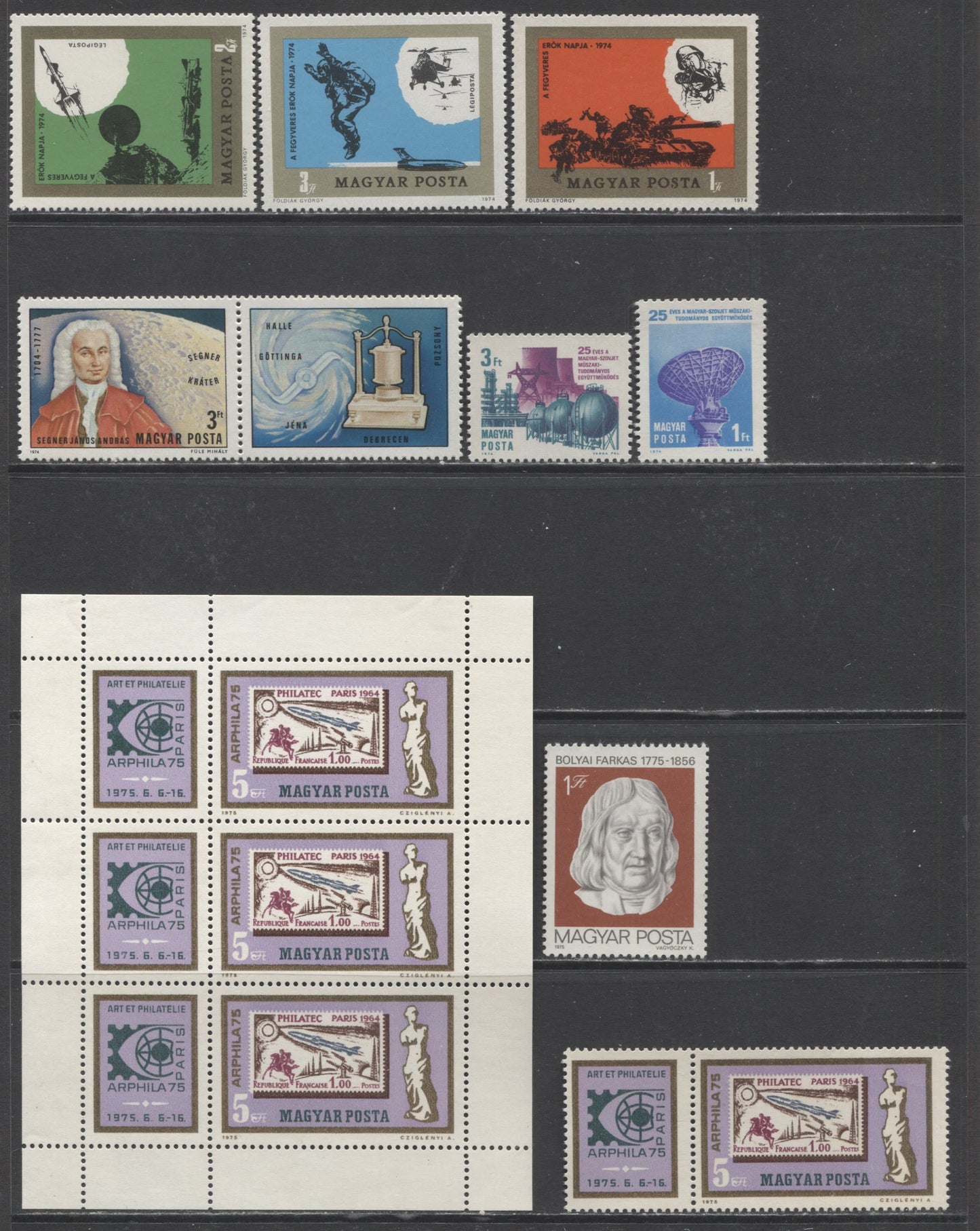 Lot 114 Hungary SC#2307/C352 1974-1975 Commemoratives & Airmails, A VFNH Range Of Singles & Sheetlet, 2017 Scott Cat. $8.5 USD, Click on Listing to See ALL Pictures