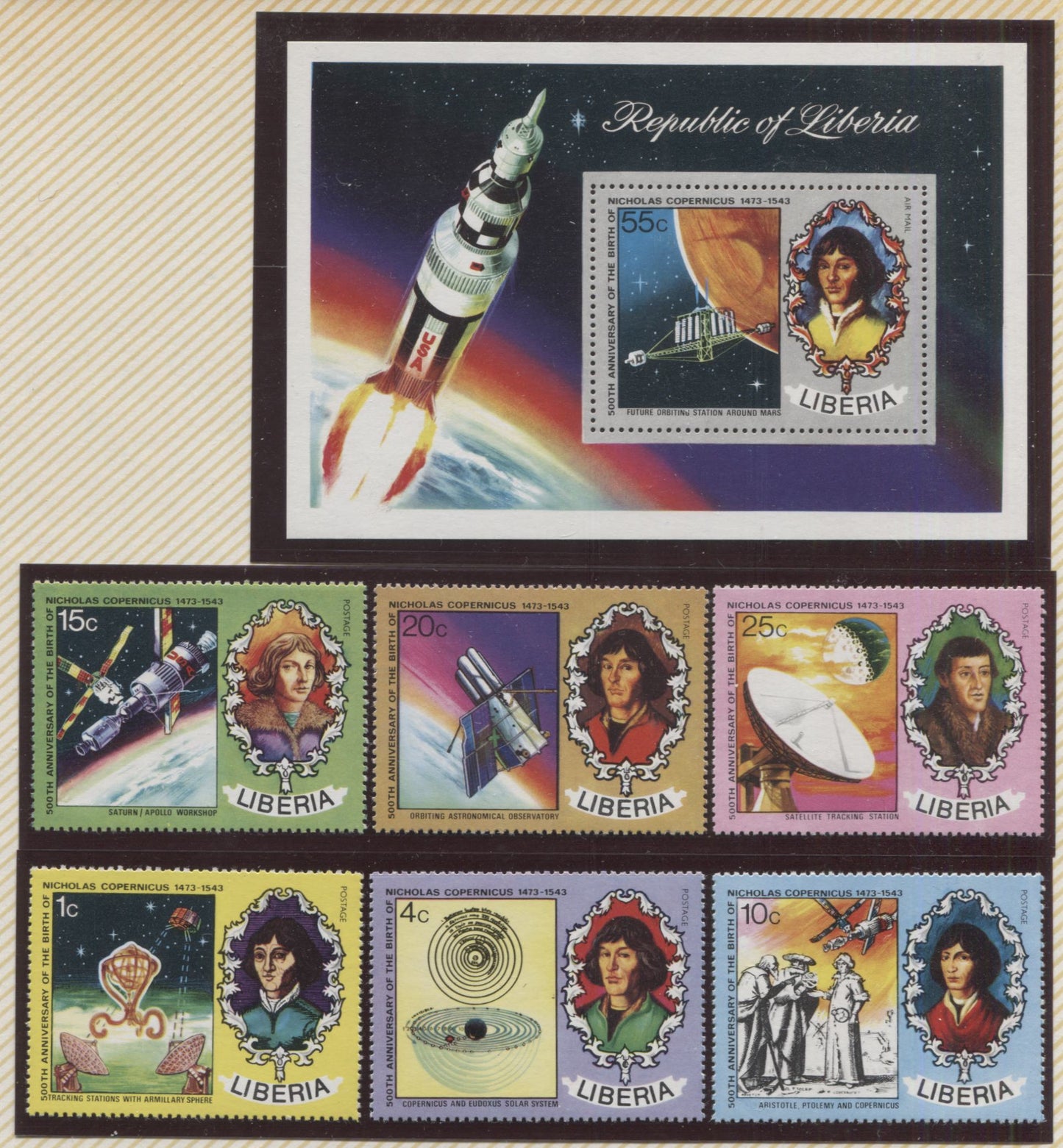 Lot 114 Liberia SC#653/C200 1973 Copernicus Issue, A VFNH Range Of Perf & Imperf Sets, 2017 Scott Cat. $29.3 USD, Click on Listing to See ALL Pictures