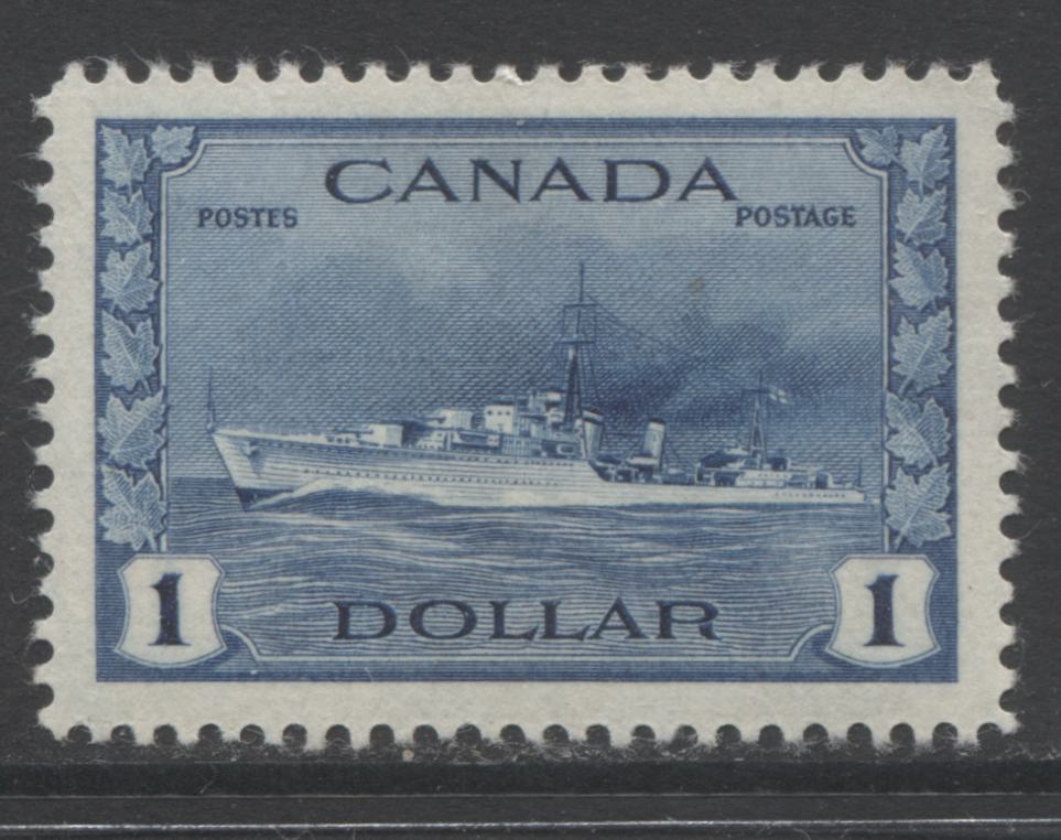 Lot 115 Canada #262 $1 Prussian Steel Blue (Deep Blue), Tribal Class Destroyer 1942-1943 War Issue, A VFLH Single On Vertical Wove Paper With Mesh And Cream Gum