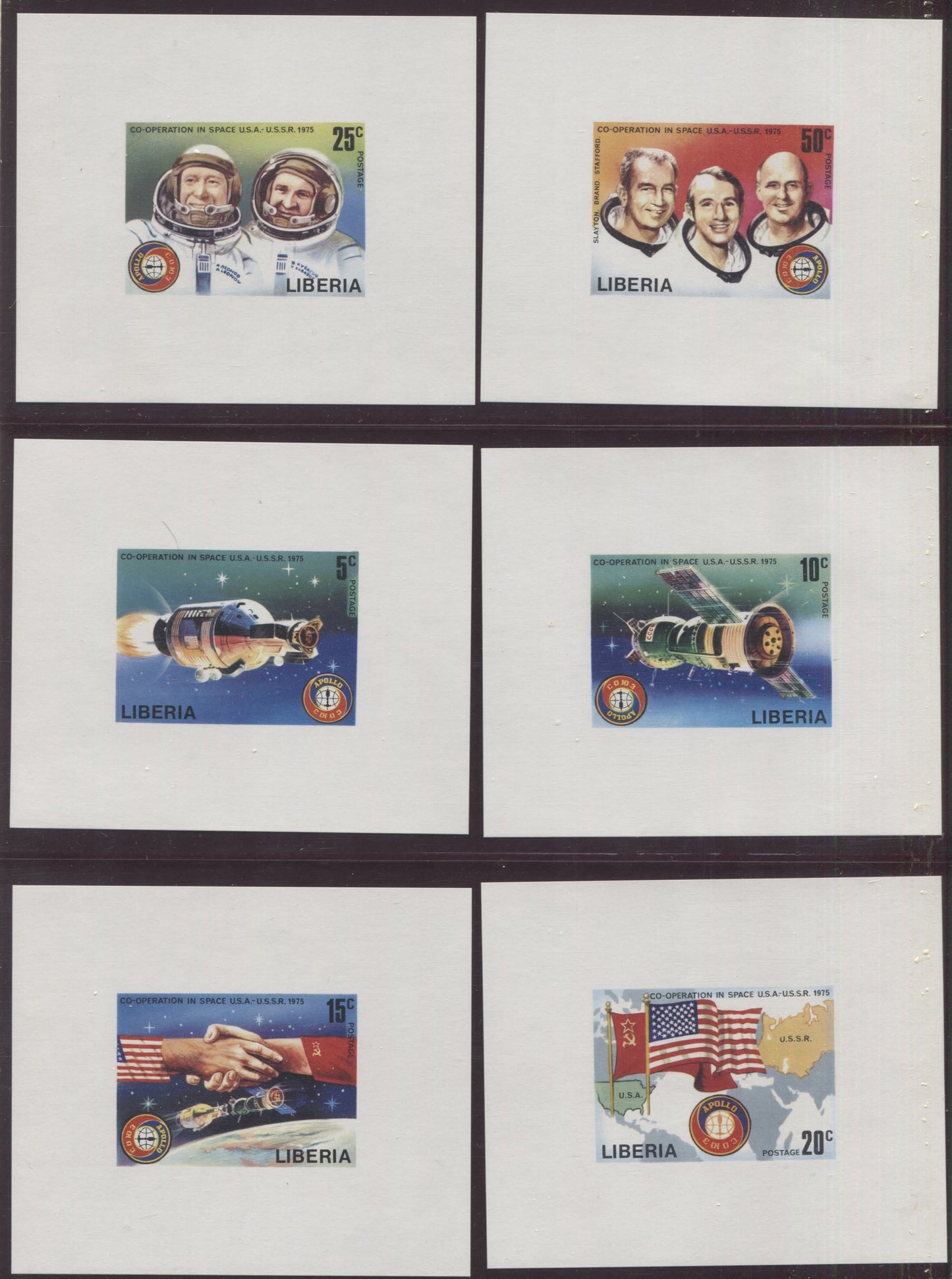 Lot 118 Liberia SC#715/C209 1975 Apollo-Soyuz Issue, A VFNH Range Of Perf & Imperf Sets & Souvenir Sheets And Unlisted Imperf Souvenir Sheet, 2017 Scott Cat. $34.75 USD, Click on Listing to See ALL Pictures