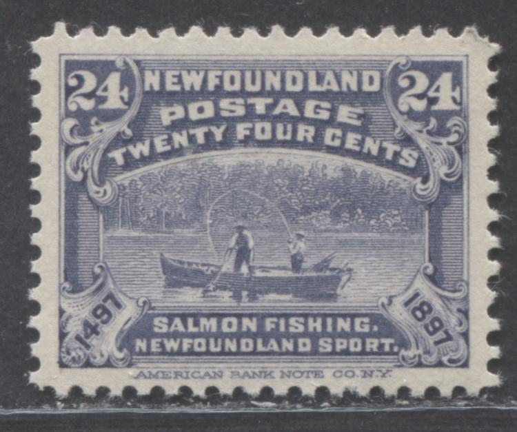 Lot 121 Newfoundland #71 24c Gray Violet Salmon Fishing, 1897 Cabot Issue, A VFNH Single