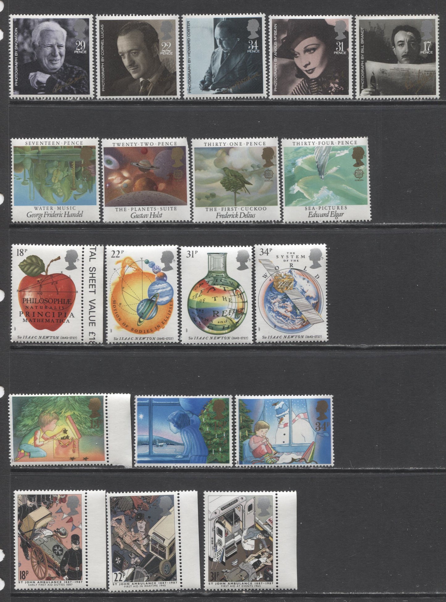 Lot 121 Great Britain SC#1103/1200 1985-1987 Commemoratives, A VFNH Range Of Singles, 2017 Scott Cat. $20.95 USD, Click on Listing to See ALL Pictures