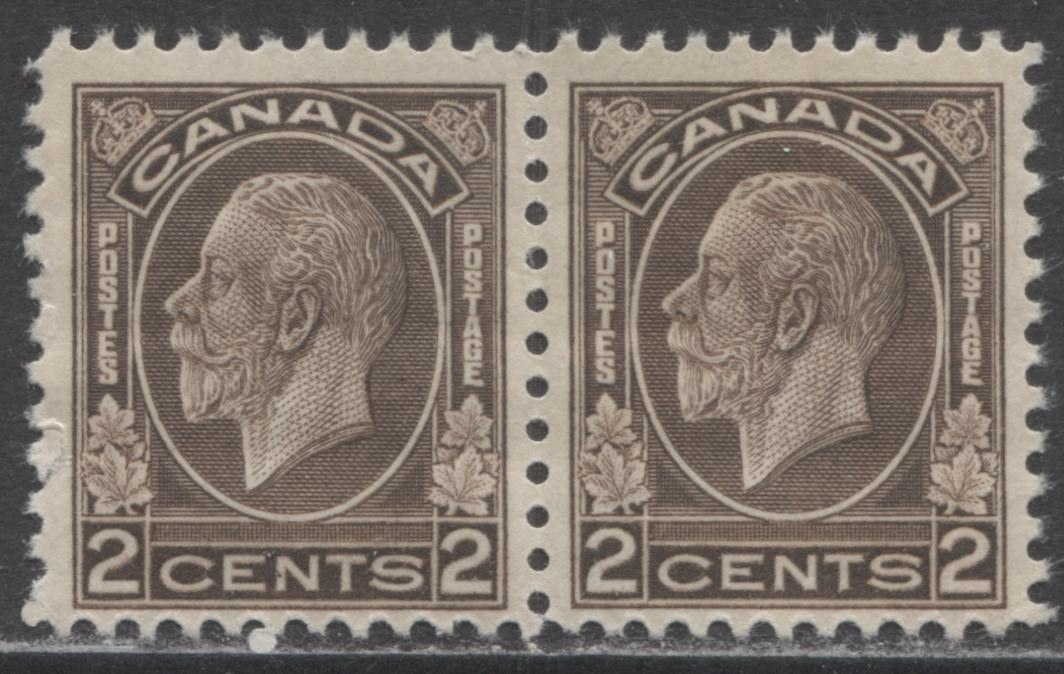 Lot 123 Canada #196var 2c Black Brown King George V, 1932 Medallion Issue, A Fine OG & NH Pair With A Flaw In "N" Of Cents, Pl 3 UL Pos 11